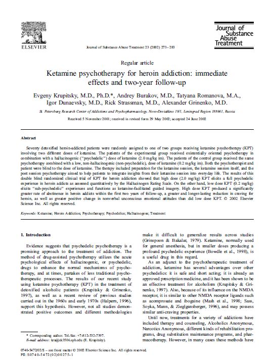 Ketamine and heroin addiction